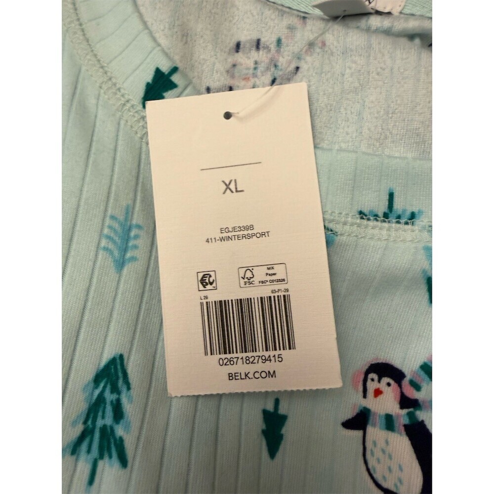 Crown & Ivy Blue Penguin Print Pajama Set Womens XL - Picture 4 of 6